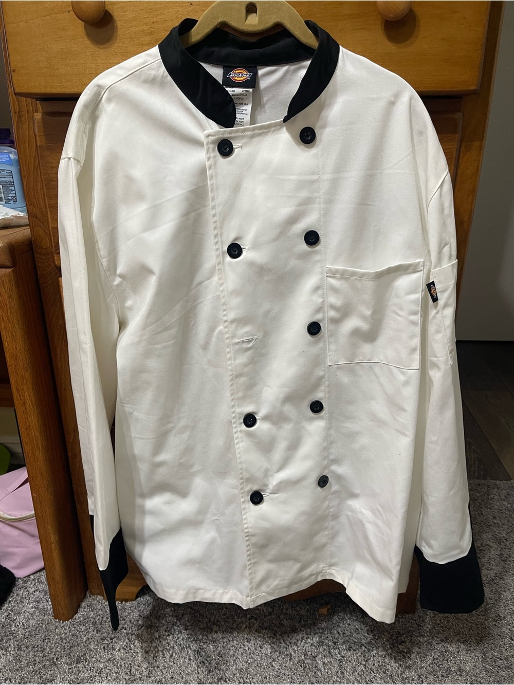 Dickies Men’s Double-Breasted Chef Jacket In White And Black